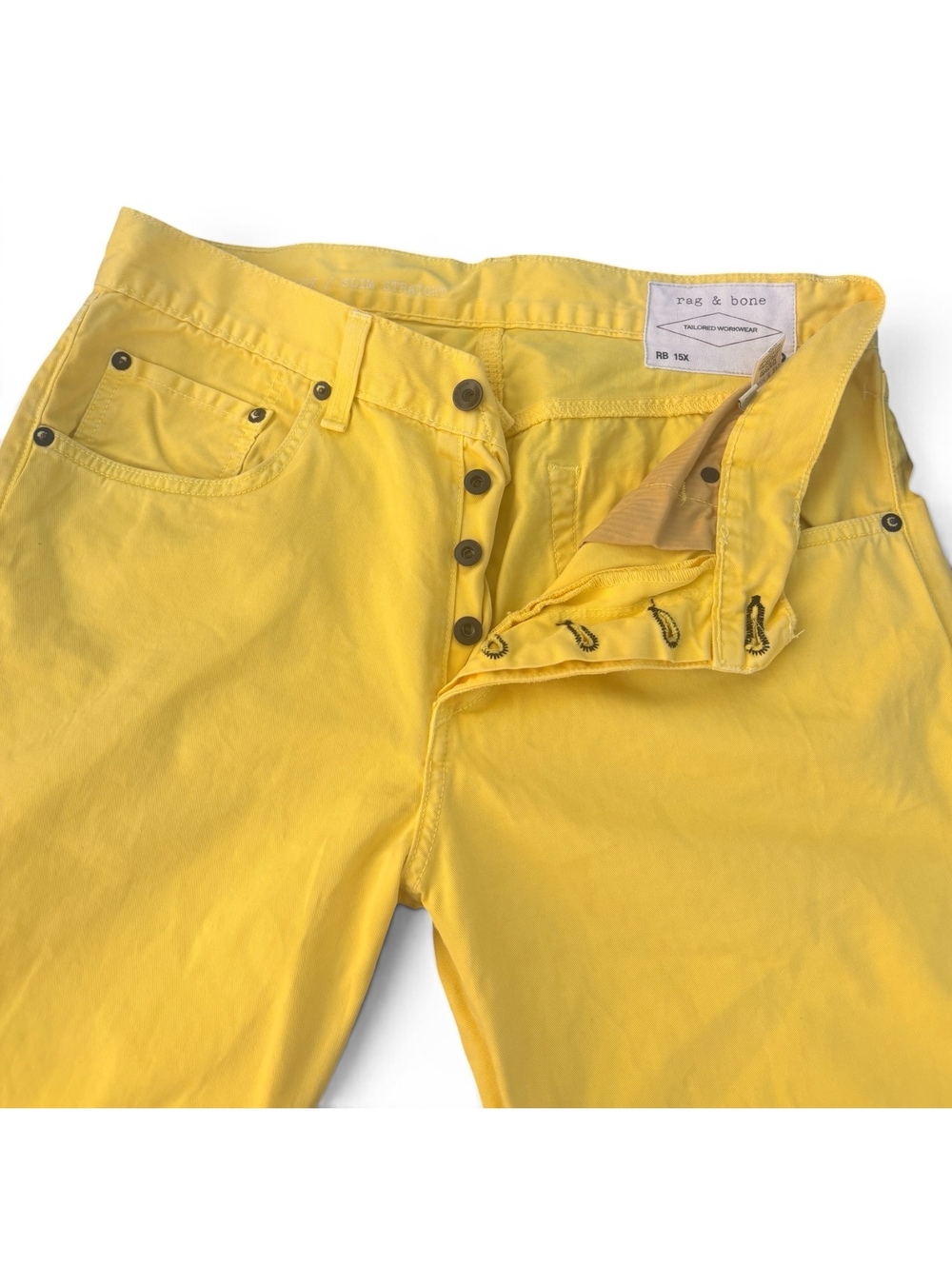 Rag & Bone RB 15X Tailored Workwear Pants Size 32 Vintage Neon Yellow Chinos